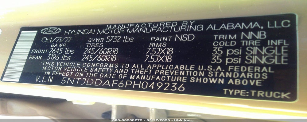 5NTJDDAF6PH049236 2023 HYUNDAI SANTA CRUZ photo no. 9