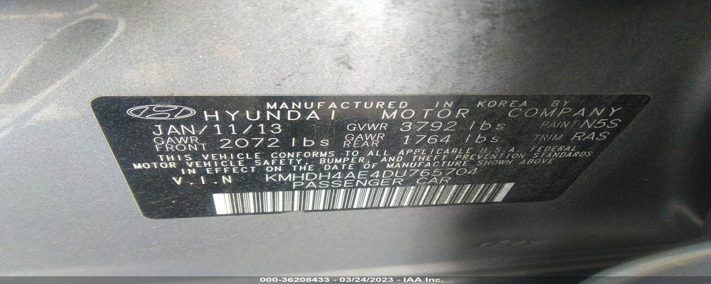 KMHDH4AE4DU765704 2013 HYUNDAI ELANTRA photo no. 9