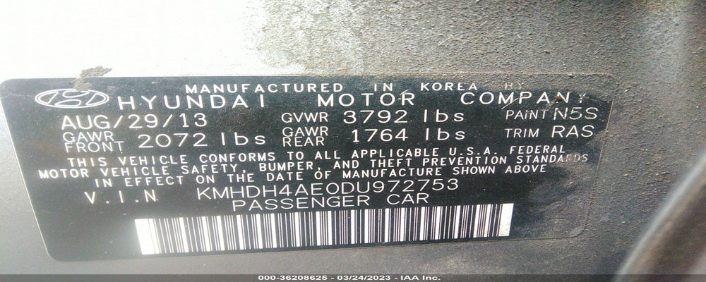 KMHDH4AE0DU972753 2013 HYUNDAI ELANTRA photo no. 9