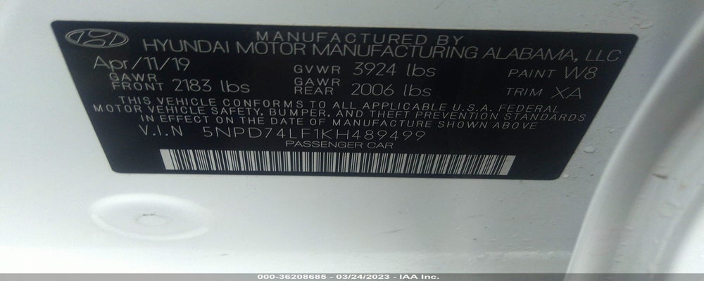 5NPD74LF1KH489499 2019 HYUNDAI ELANTRA photo no. 9
