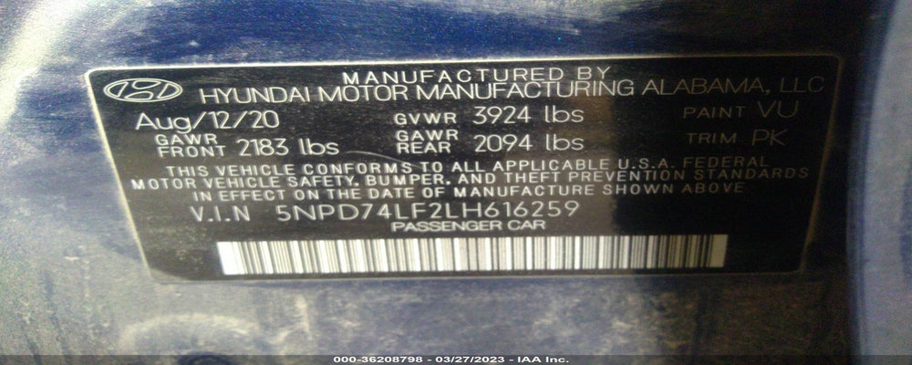 5NPD74LF2LH616259 2020 HYUNDAI ELANTRA photo no. 9