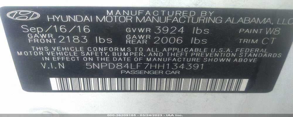 5NPD84LF7HH134391 2017 HYUNDAI ELANTRA photo no. 9