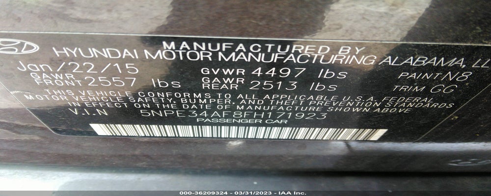 5NPE34AF8FH171923 2015 HYUNDAI SONATA photo no. 9