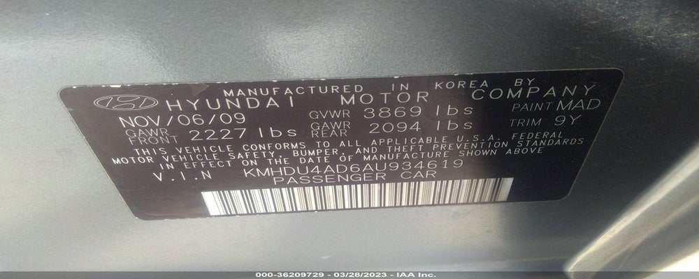 KMHDU4AD6AU934619 2010 HYUNDAI ELANTRA photo no. 9
