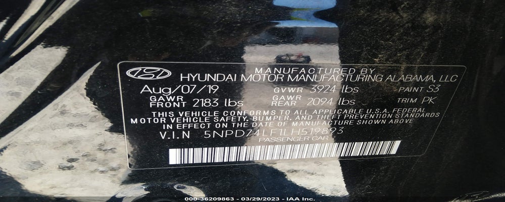 5NPD74LF1LH519893 2020 HYUNDAI ELANTRA photo no. 9