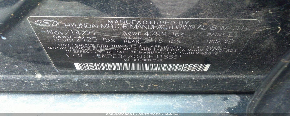 5NPEB4AC4CH418861 2012 HYUNDAI SONATA photo no. 9