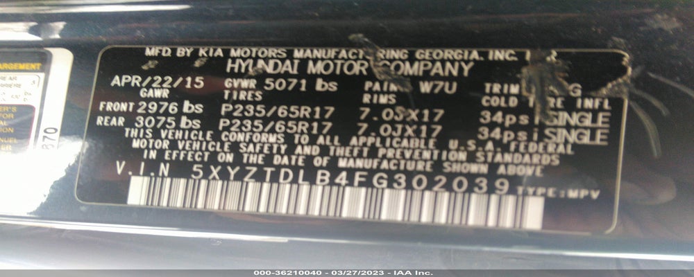 5XYZTDLB4FG302039 2015 HYUNDAI SANTA FE SPORT photo no. 9