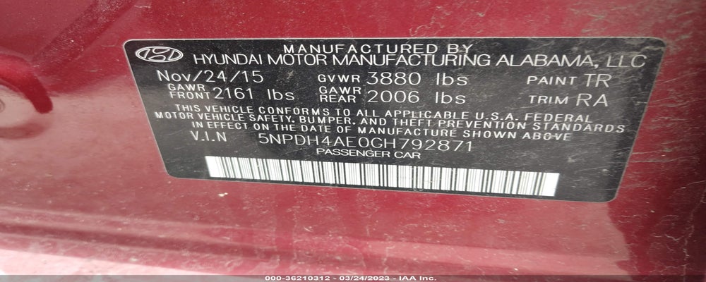 5NPDH4AE0GH792871 2016 HYUNDAI ELANTRA photo no. 9