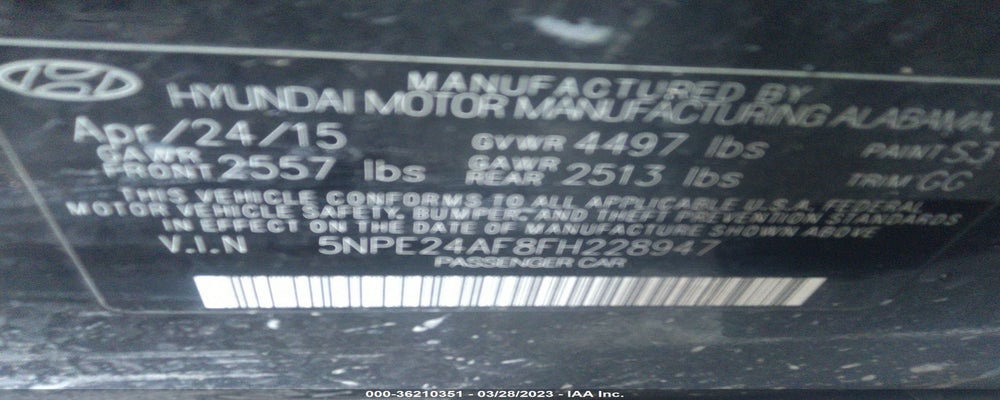 5NPE24AF8FH228947 2015 HYUNDAI SONATA photo no. 9