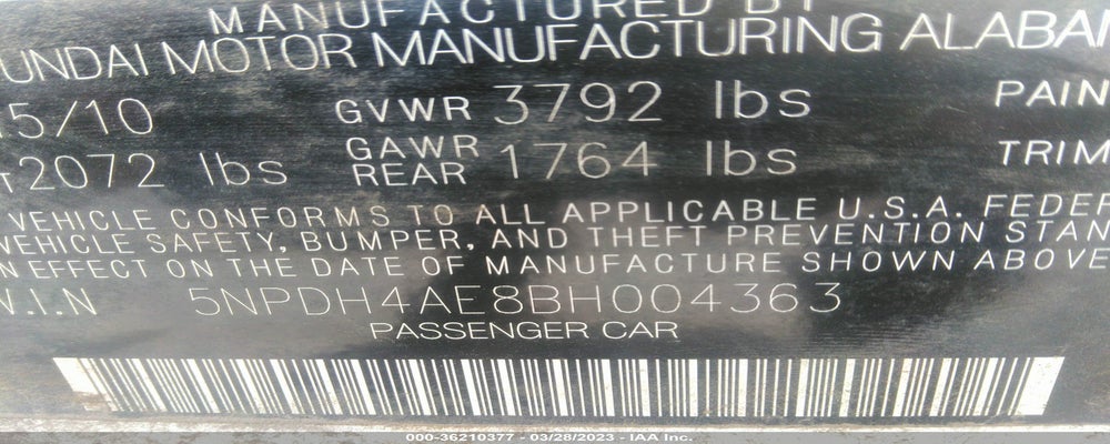 5NPDH4AE8BH004363 2011 HYUNDAI ELANTRA photo no. 9