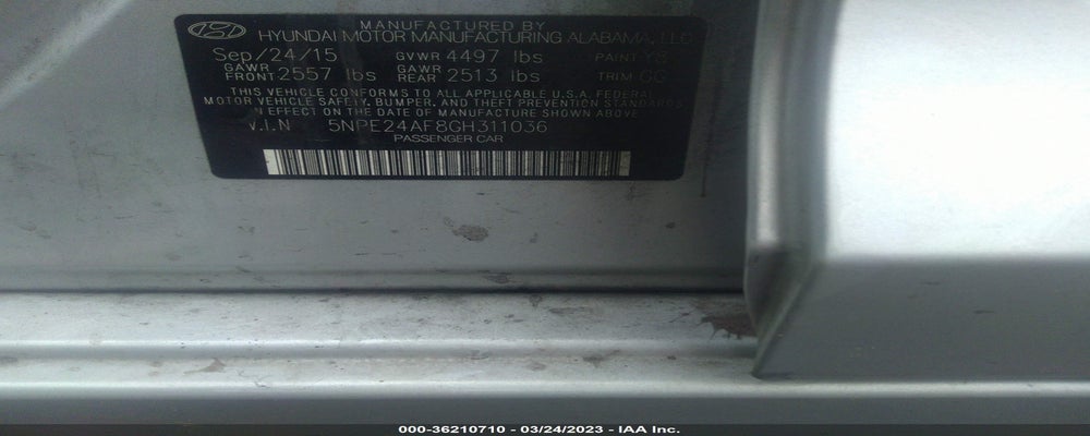 5NPE24AF8GH311036 2016 HYUNDAI SONATA photo no. 9