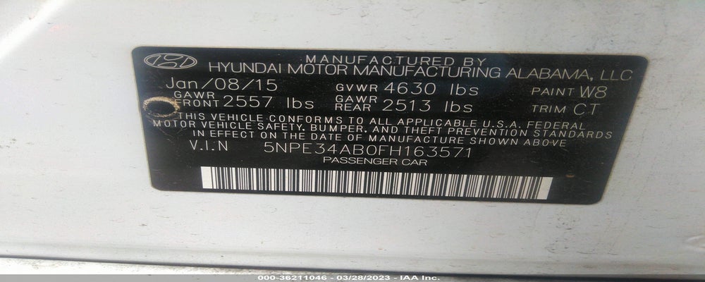 5NPE34AB0FH163571 2015 HYUNDAI SONATA photo no. 9