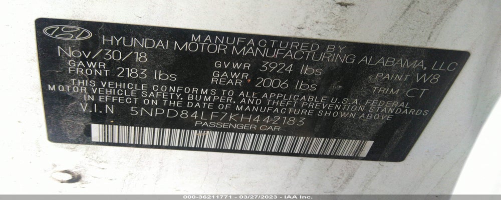5NPD84LF7KH442183 2019 HYUNDAI ELANTRA photo no. 9