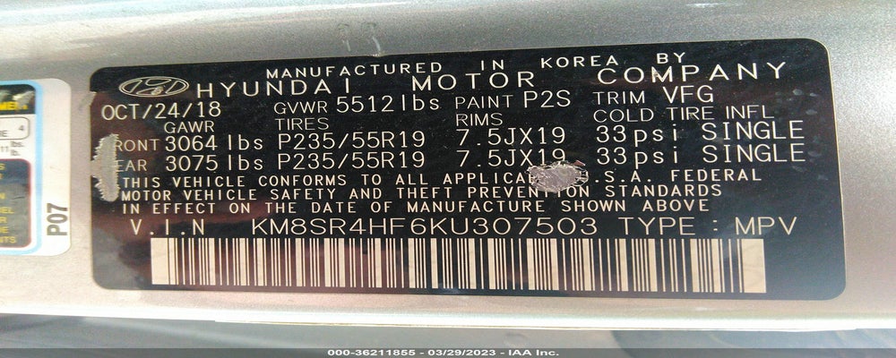 KM8SR4HF6K4307503 2019 HYUNDAI SANTA FE XL photo no. 9