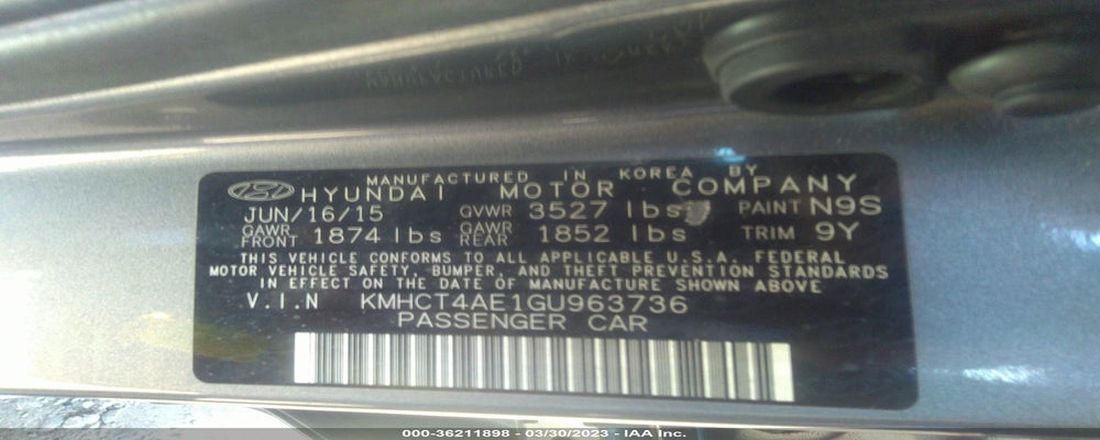 KMHCT4AE1GU963736 2016 HYUNDAI ACCENT photo no. 9