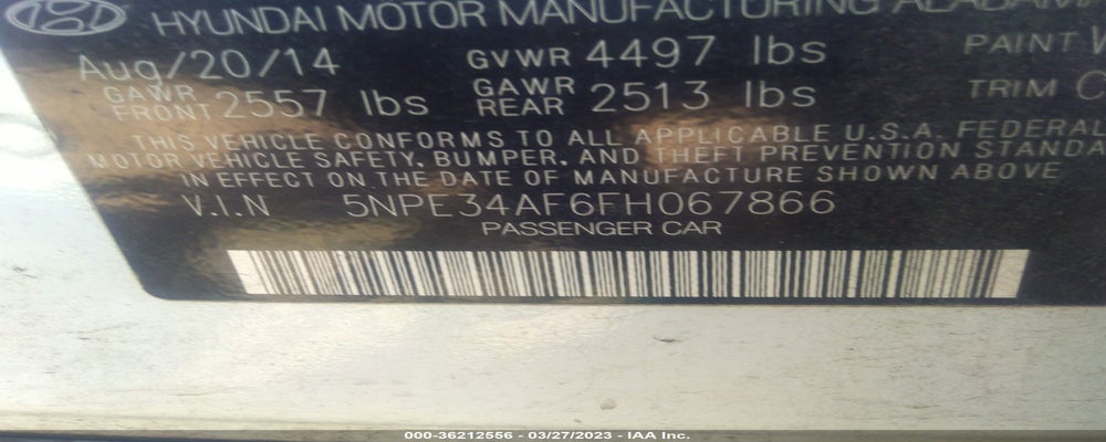 5NPE34AF6FH067866 2015 HYUNDAI SONATA photo no. 9