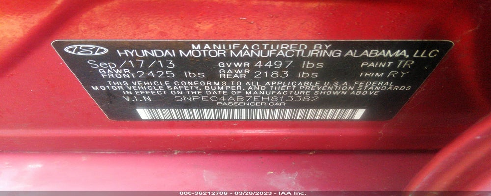 5NPEC4AB7EH813382 2014 HYUNDAI SONATA photo no. 9