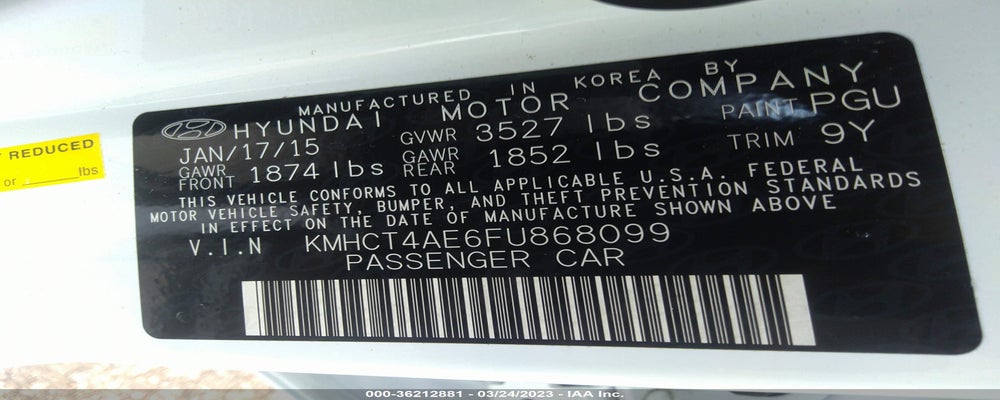 KMHCT4AE6FU868099 2015 HYUNDAI ACCENT photo no. 9