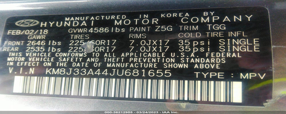 KM8J33A44JU681655 2018 HYUNDAI TUCSON photo no. 9