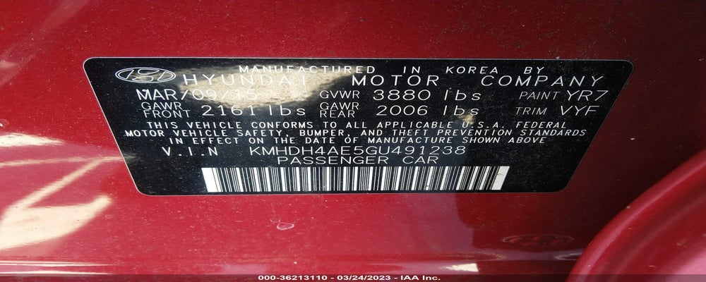 KMHDH4AE5GU491238 2016 HYUNDAI ELANTRA photo no. 9