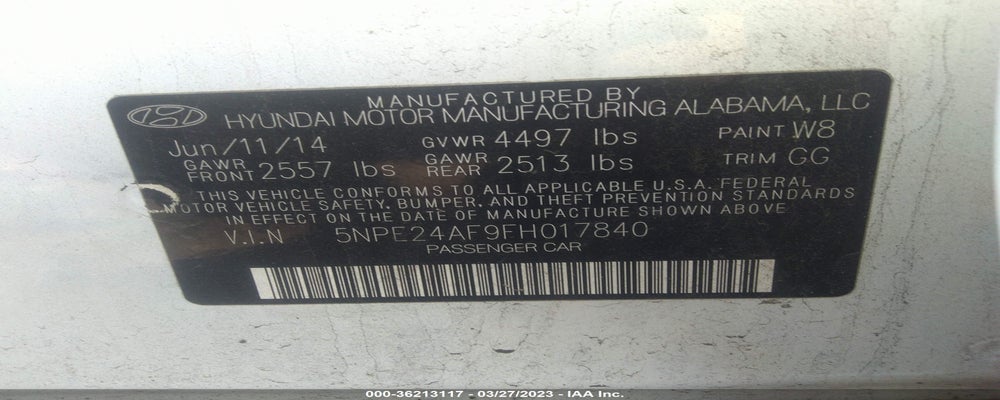 5NPE24AF9FH017840 2015 HYUNDAI SONATA photo no. 9