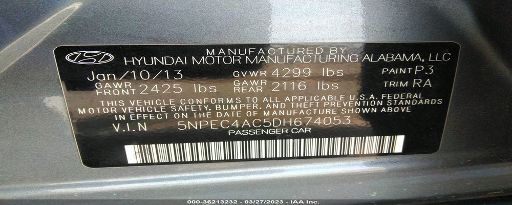 5NPEC4AC5DH674053 2013 HYUNDAI SONATA photo no. 9