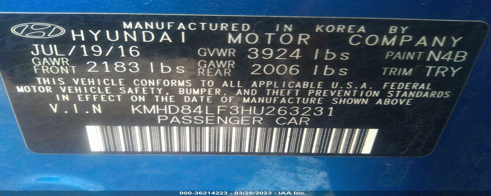 KMHD84LF3HU263231 2017 HYUNDAI ELANTRA photo no. 9