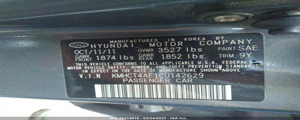 KMHCT4AE1CU142629 2012 HYUNDAI ACCENT photo no. 9