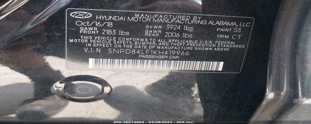 5NPD84LF1KH419966 2019 HYUNDAI ELANTRA photo no. 9