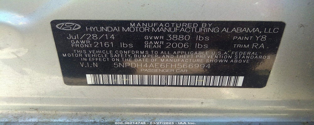 5NPDH4AE6FH566994 2015 HYUNDAI ELANTRA photo no. 9