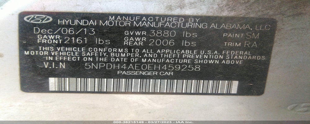 5NPDH4AE0EH459258 2014 HYUNDAI ELANTRA photo no. 9