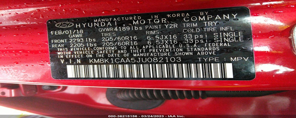 KM8K1CAA5JU082103 2018 HYUNDAI KONA photo no. 9