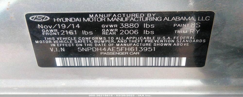 5NPDH4AE5FH613951 2015 HYUNDAI ELANTRA photo no. 9