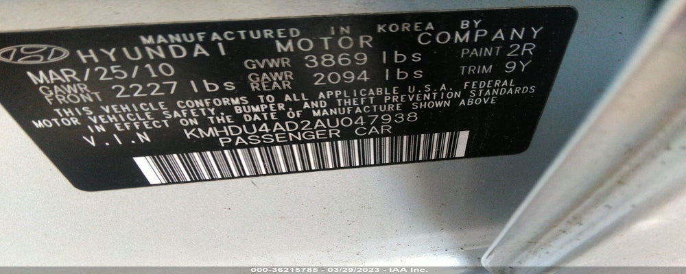 KMHDU4AD2AU047938 2010 HYUNDAI ELANTRA photo no. 9