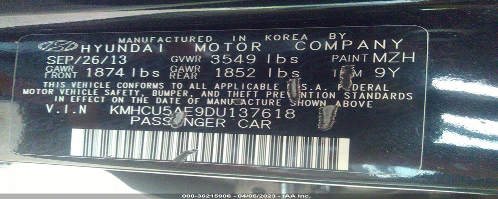 KMHCU5AE9DU137618 2013 HYUNDAI ACCENT photo no. 9