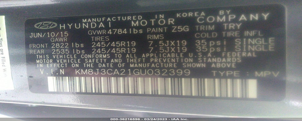 KM8J3CA21GU032399 2016 HYUNDAI TUCSON photo no. 9