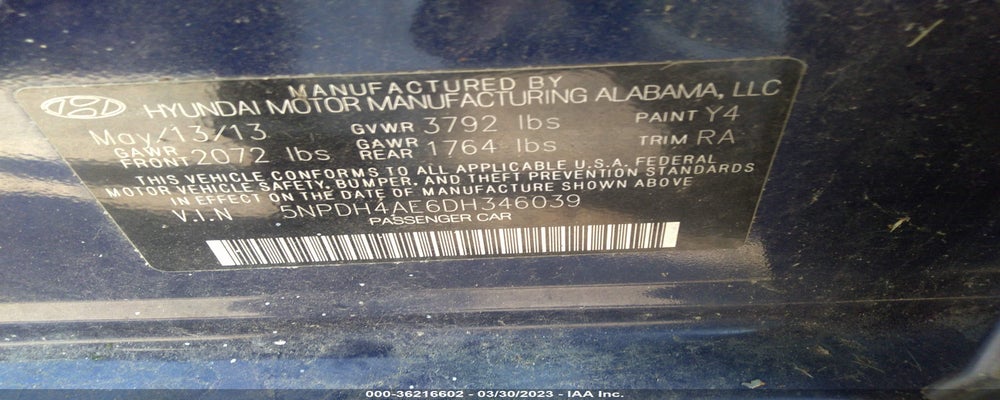 5NPDH4AE6DH346039 2013 HYUNDAI ELANTRA photo no. 9