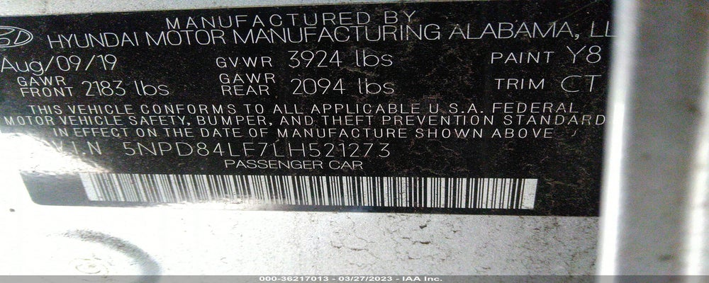 5NPD84LF7LH521273 2020 HYUNDAI ELANTRA photo no. 9