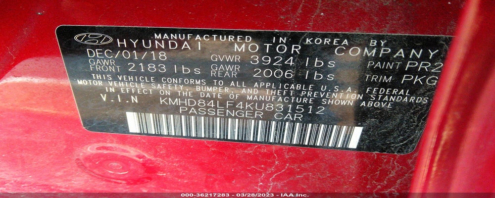KMHD84LF4KU831512 2019 HYUNDAI ELANTRA photo no. 9