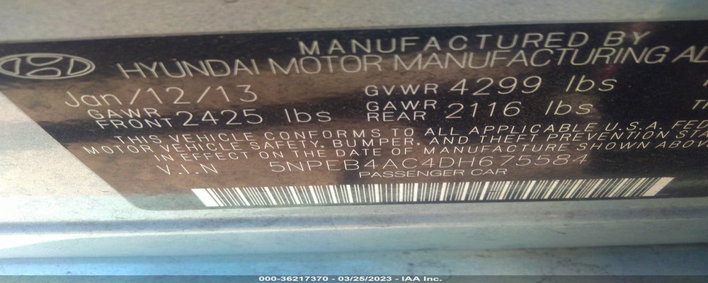 5NPEB4AC4DH675584 2013 HYUNDAI SONATA photo no. 9
