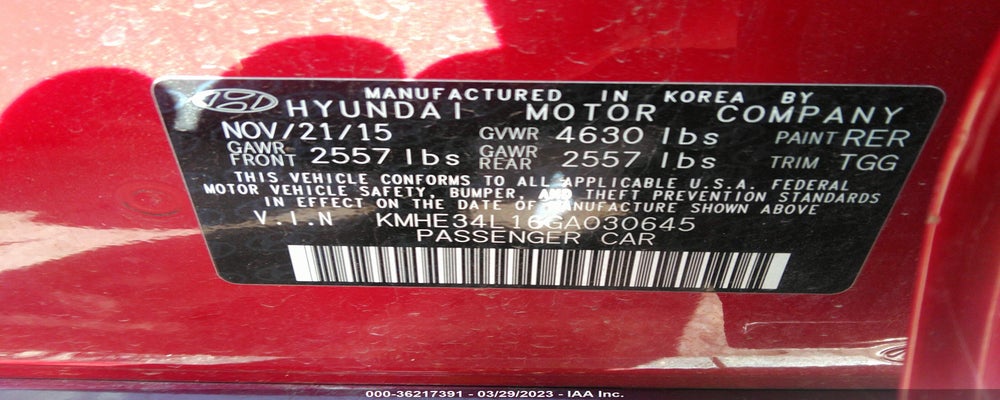 KMHE34L16GA030645 2016 HYUNDAI SONATA HYBRID photo no. 9