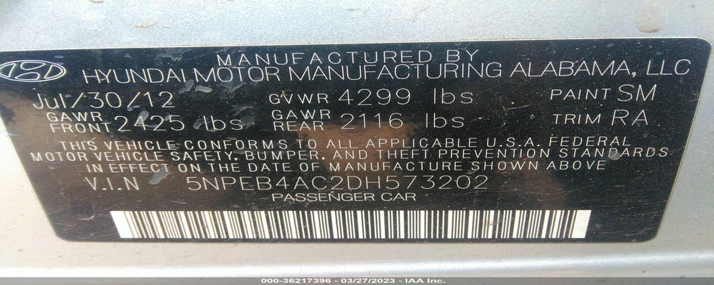 5NPEB4AC2DH573202 2013 HYUNDAI SONATA photo no. 9