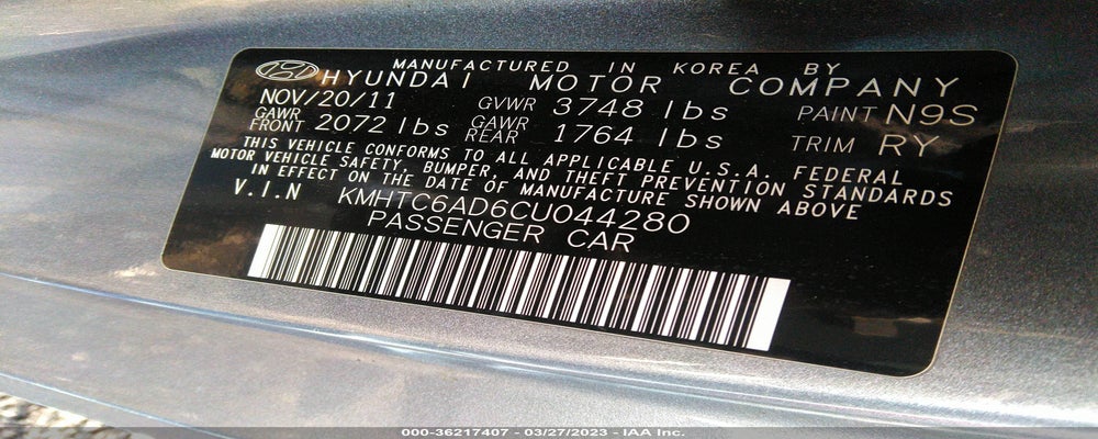 KMHTC6AD6CU044280 2012 HYUNDAI VELOSTER photo no. 9