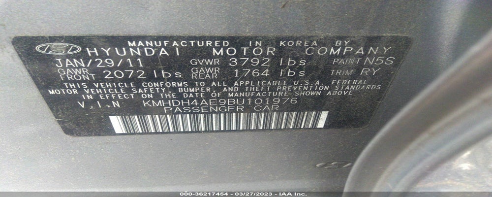 KMHDH4AE9BU101976 2011 HYUNDAI ELANTRA photo no. 9