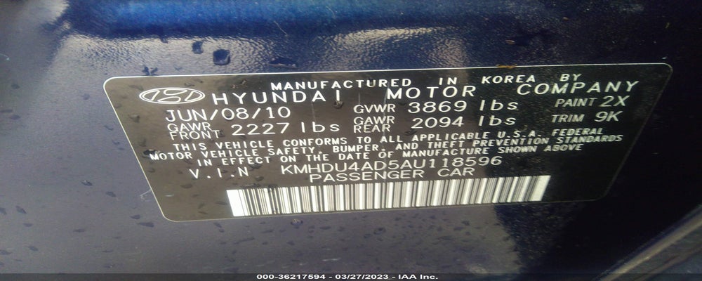 KMHDU4AD5AU118596 2010 HYUNDAI ELANTRA photo no. 9