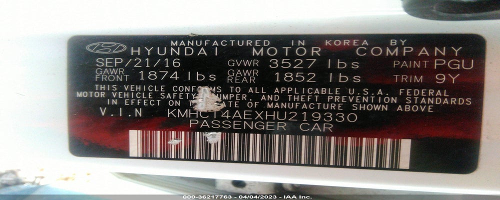 KMHCT4AEXHU219330 2017 HYUNDAI ACCENT photo no. 9