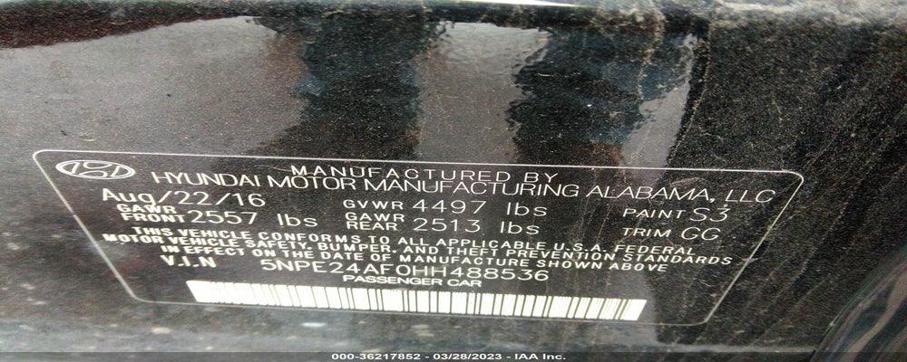 5NPE24AF0HH488536 2017 HYUNDAI SONATA photo no. 9