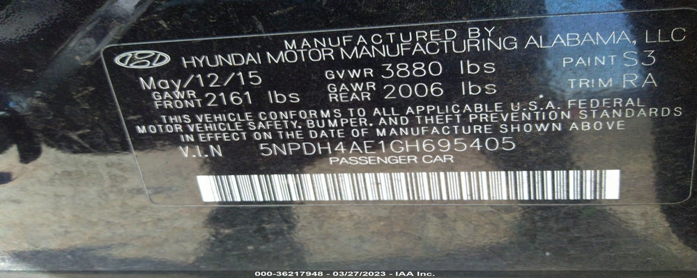 5NPDH4AE1GH695405 2016 HYUNDAI ELANTRA photo no. 9