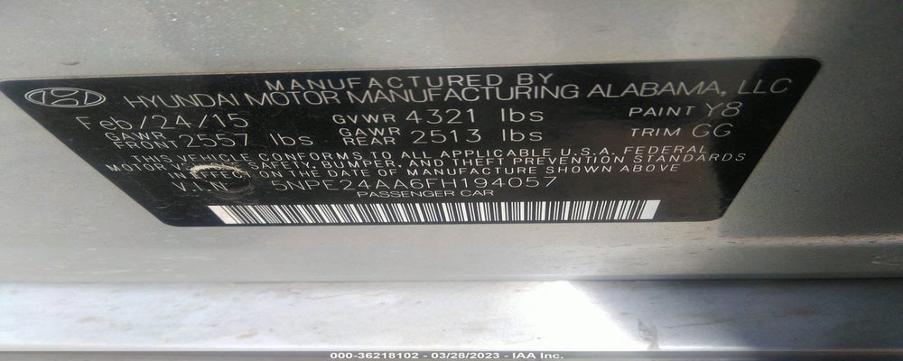 5NPE24AA6FH194057 2015 HYUNDAI SONATA photo no. 9