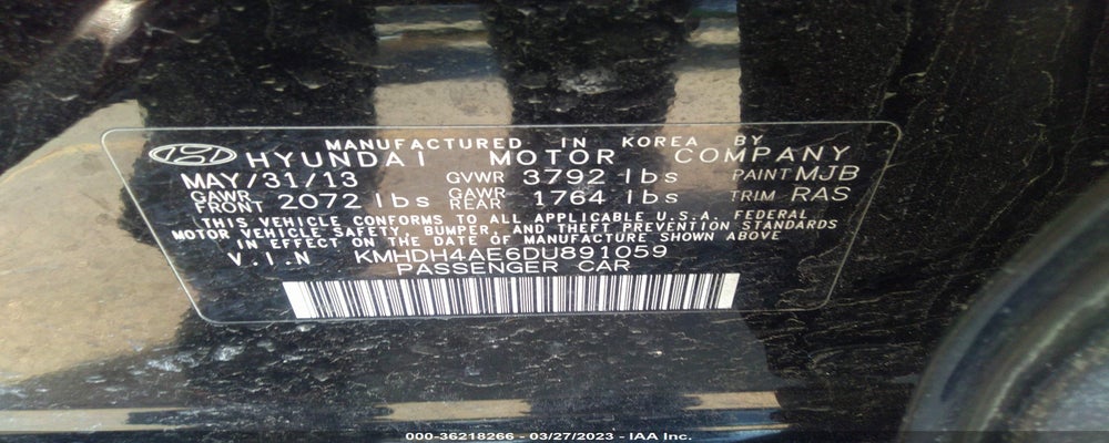 KMHDH4AE6DU891059 2013 HYUNDAI ELANTRA photo no. 9